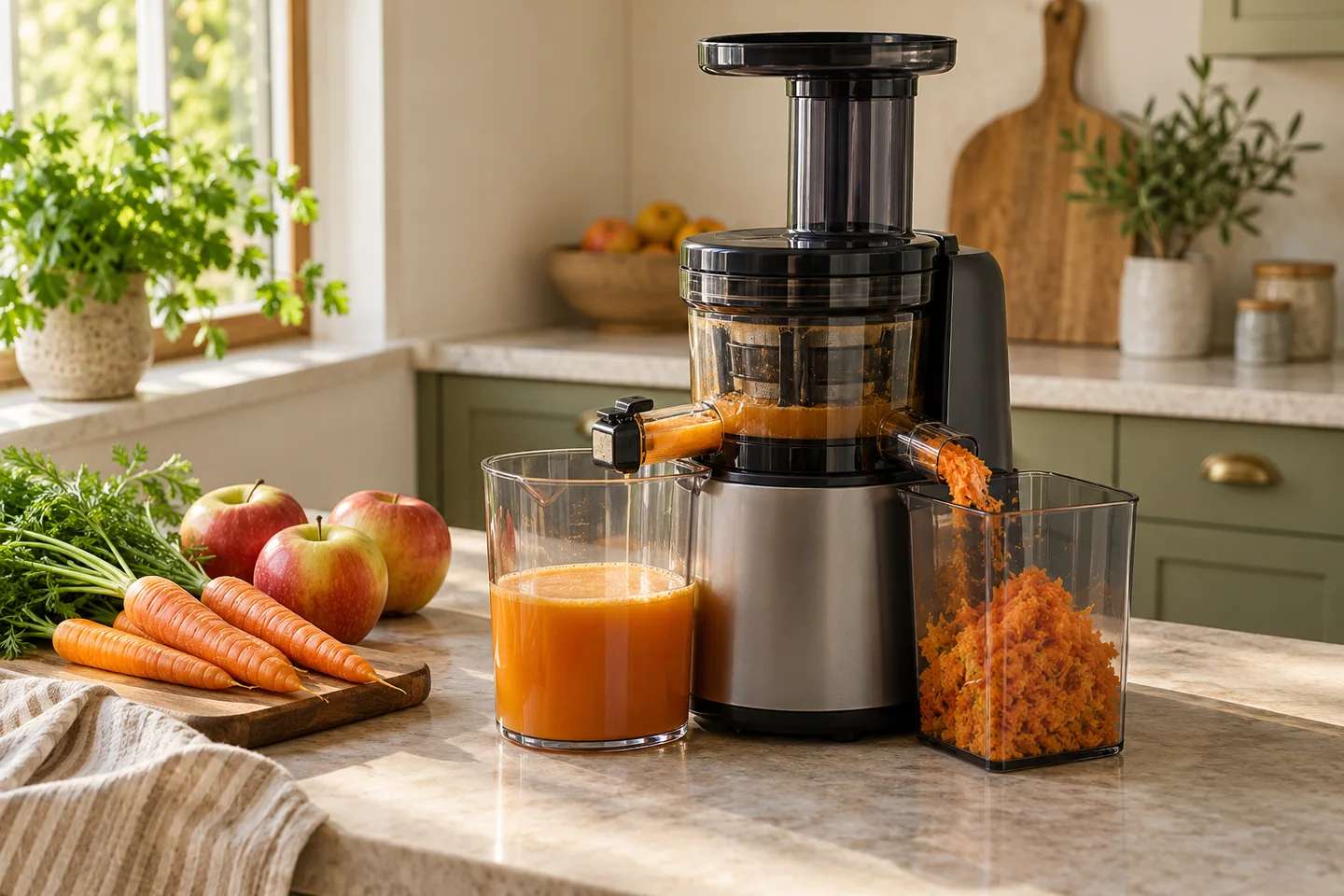 Juicer with separate juice and pulp containers